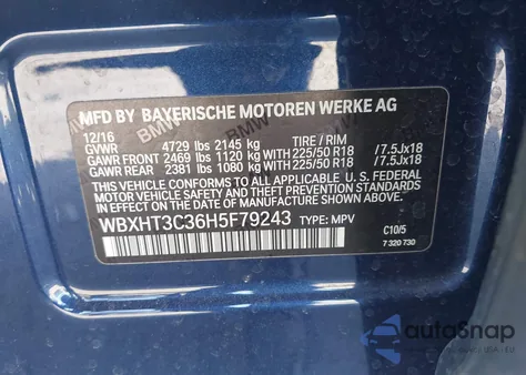 2017 BMW X1 xDrive28I z USA, uszkodzony, nr VIN WBXHT3C36H5F79243